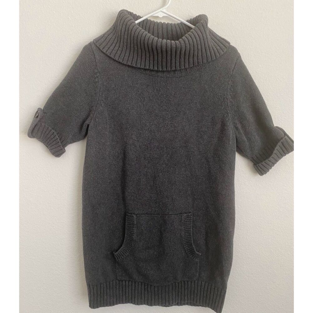 Athleta Gray Short Sleeve Turtleneck Sweater